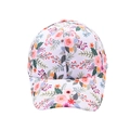 Kinder Baseballkappe mit Blumenmuster, süße rosa und orangefarbene Blumen auf Weißem Grund - Gebrochenes Weiß