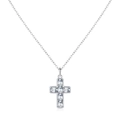 Elegante collana con ciondolo a croce in argento sterling S925 e pietre di zircone - Argento 925 / Argento