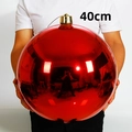 Große 40cm rote glänzende Weihnachtskugel als Dekoration im Größenvergleich zur Hand - 1 Stück/Packung (40cm) / Glänzendes Rot
