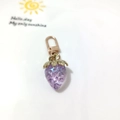 Cute purple strawberry heart-shaped resin keychain with golden metal clasp accessory - D-ring Clasp-Light Purple Strawberry