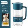 550ml glass oil dispenser bottle in deep sea blue with integrated handle and scale - 550ml / Oil Bottle / Deep Sea Blue