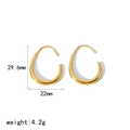 Minimalist 18K gold plated C-shaped stainless steel earrings measuring 29.6mm by 22mm - Gold Style (TE6586-G)