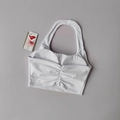 White halter neck sports bra in Lycra fabric with stylish ruched center detail - White
