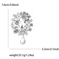 Elegante broche de aleación plateada con cristales de pera y etiquetas de medida - Plata