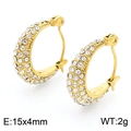 Squisiti orecchini a cerchio dorati con strass scintillanti e design 15x4mm - Stile Micro Pave a U Dorato (KE113903-KFC) / Oro