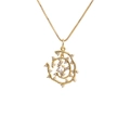 Golden horn-shaped necklace with sparkling zircon pavé in an irregular geometric design - Gold Spiral Zirconia Style