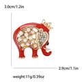 Spilla elefante rosso con perle e cristalli, misura 3,0x2,9cm, peso 11g - Rosso