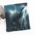 Deep blue and white gradient knit scarf with tassels and soft cashmere-like texture - 180*40cm / Blue Gradient