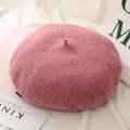 Chic pink wool knitted beret hat for women with soft texture for winter warmth - Dusky Pink / Adjustable