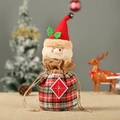 Christmas gift bag with Santa Claus doll and festive red and green plaid pattern design - Plaid Santa