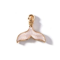 White and gold mermaid tail pendant with shell-like texture for DIY jewelry making - Pearlescent White