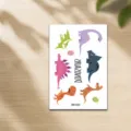 Adesivi tatuaggi temporanei per bambini a tema dinosauro con colori vivaci vivaci - Set di Dinosauri a Fumetti Colorati (WK-020)
