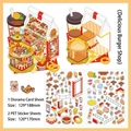 DIY scenery sticker set with burger shop theme and PET decorative illustrations - Delicious Burger (Series 12)