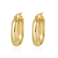 Minimalist 18K gold plated geometric oval hoop earrings with a mirror polished finish - Oval 6MM*22MM / Gold