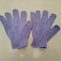 Guantes de baño exfoliantes morados de tela texturizada con puños elásticos para la piel - Paquete Suelto Individual / Púrpura (10g Fina)