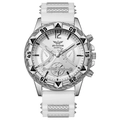 Orologio al quarzo da uomo con quadrante blu e cinturino in silicone bianco vista frontale - Quadrante Bianco Cassa Argento Cinturino Bianco