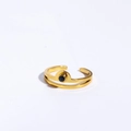 18K vergoldeter Sternzeichen-Ring mit rundem Saphir auf verstellbarem Edelstahlband - Einstellbar Offen / Waage