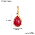 Detail view of a 1.3cm red teardrop natural stone pendant with gold beaded edging - Bright Red - Water Drop Pendant