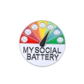 Drehbarer Social Battery Emaille-Pin mit Regenbogenfarben und interaktivem Zeiger - Weißer Silberner Rand Runder Stil (Z-374)