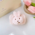 Polsino di peluche rosa a forma di coniglio con ricamo a carota per lavaggio viso - Stile Coniglio Ghiotto (85#) / 1 Pezzo / Rosa Antico