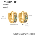 Boucles d'oreilles en acier doré en forme de U avec zircons dégradés bleus, taille S - Boucles d'oreilles en zircone bleu royal - Petit