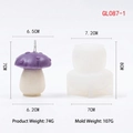 3D mushroom silicone mold for DIY candles with purple mushroom candle sample and size specs - Flat-topped Mushroom Gl087-1