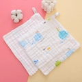 Weiches 6-lagiges Baumwoll Musselin Babytuch und Waschlappen mit niedlichem Print 25x25cm - 25*25cm / Blauer Wal