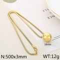 Collar de cadena de serpiente dorada con colgante de esfera 18mm y longitud 500mm - 500mm*3mm-18mm Bola-Oro(KN250855-Z)