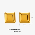 Polished golden stainless steel square stud earrings measuring 2.4cm with 11g weight - Gold