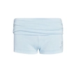 Light blue modal lounge shorts featuring a wide folded waistband and letter G embroidery - XS / Shorts / Blue