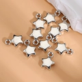 Ciondolo a stella in CCB argento con intarsio bianco per creazione gioielli - Stile 11 (Stella Pentagramma)