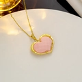 Minimalistische Goldkette mit süßem rosa Herzanhänger und eleganten Zirkonia-Akzenten - Rosa Herz (326)