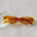 Retro round orange sunglasses with transparent frames and light tinted lenses - Retro Orange Rectangle (08)