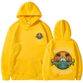 Bright yellow long sleeve hoodie featuring Alligator Alcatraz print in size M - Yellow