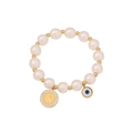 Evil Eye and coin pendant pearl bracelet with gold beads for women - Rhinestone Coin Evil Eye Charms (5#)