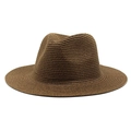 Dettaglio dell'intreccio in paglia fine e della struttura di un cappello Fedora marrone - M(56-58cm) / Marrone