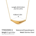 Detail showing 18K gold boat pendant dimensions and technical specs for stainless steel necklace - Gold Curved Bar Style (YYN025006-G)