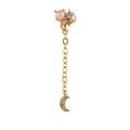Sweet golden tassel moon earring with pink bead and star details for women - Moon Star Tassel (EGD0067)