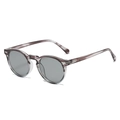 Retro-Rundsonnenbrille mit polarisierten Gläsern und Rahmen in Taupe-Marmoroptik - Polarisiert C8 / Grau gestreifter Rahmen Graue Gläser