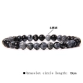 Natural snowflake obsidian 6mm beaded bracelet with 19cm elastic inner circumference - Snowflake Obsidian (FD6845) / 6mm/19cm