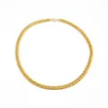 Flat engraved gold-plated chain necklace with classic S-hook clasp on white background - Gold Chain