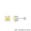 Elegante S925 Sterlingsilber Ohrstecker mit 8mm runden gelben Steinen im Feuerwerksschliff - 8mm