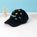 Kids black baseball cap with colorful dinosaur embroidery and Bonbox lettering - 48-52cm (1-6 Years) / Letter Style - Black