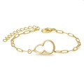 Golden paperclip link bracelet featuring a hollow gourd pendant and adjustable chain - Gold Gourd Paperclip Bracelet (0262)