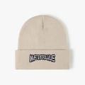 Gorro de punto beige con bordado de letras METERULE y doble capa de aislamiento - Amarillo Marchito
