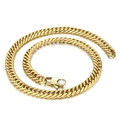 Collar de cadena cubana dorada de 9mm en acero inoxidable con cierre de mosquetón - Collar (KN203088-Z) / 60CM / Dorado