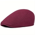 Classic burgundy knit ivy cap in vintage British style with a rounded brim and neat stitching - Wine Red (Elastic Style)