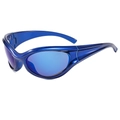 Occhiali da sole sportivi Y2K blu metallizzato con montatura futuristica avvolgente - Montatura Blu / Lenti Blu