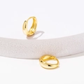 Minimalist gold teardrop hoop earrings with high-polish metallic finish for women - E308-Glossy Smooth / Gold