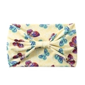 Yellow wide knotted headband with colorful butterfly print for sports and yoga - Yellow Base Multi Butterfly (HD37-12)